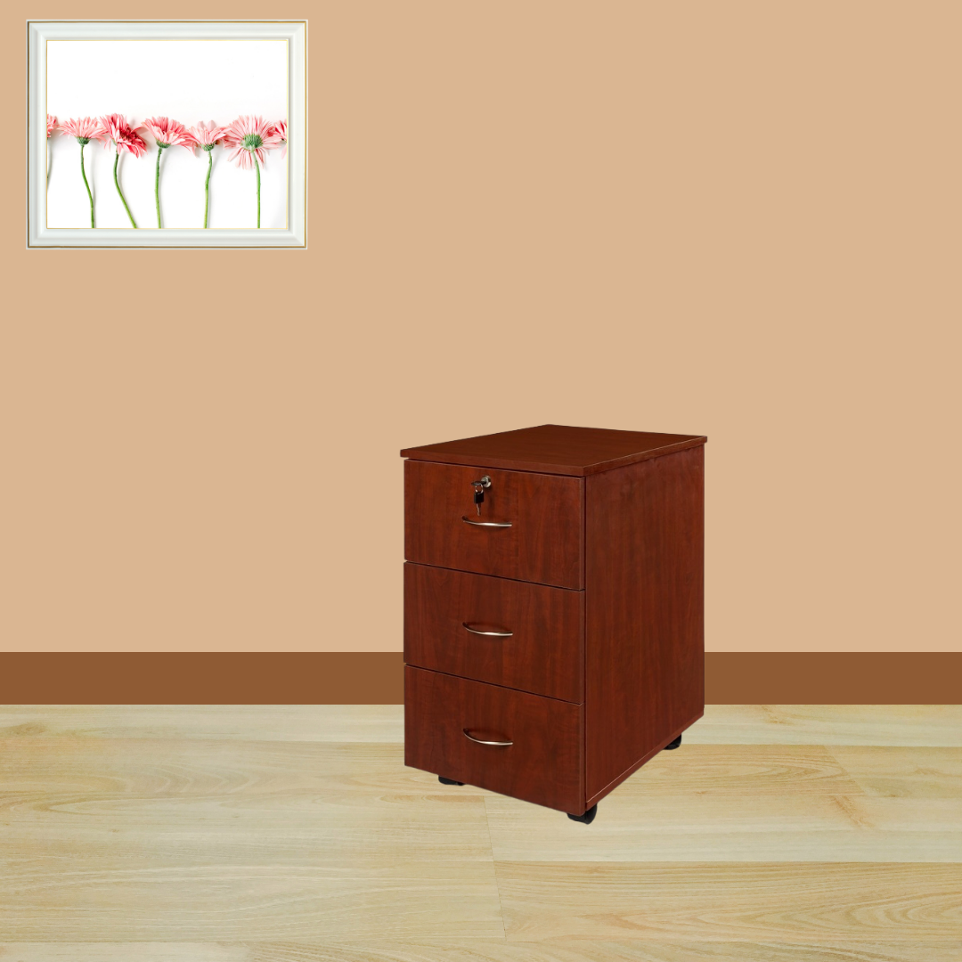 3 DRAWER MOBILE PEDESTAL MAHOGANY